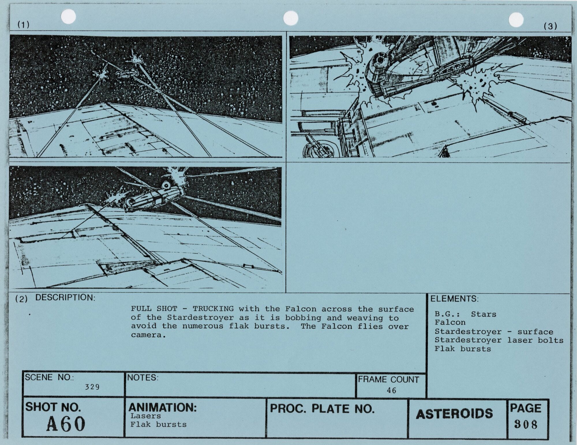 Star Wars: The Empire Strikes Back VFX Storyboard: Asteroids 60