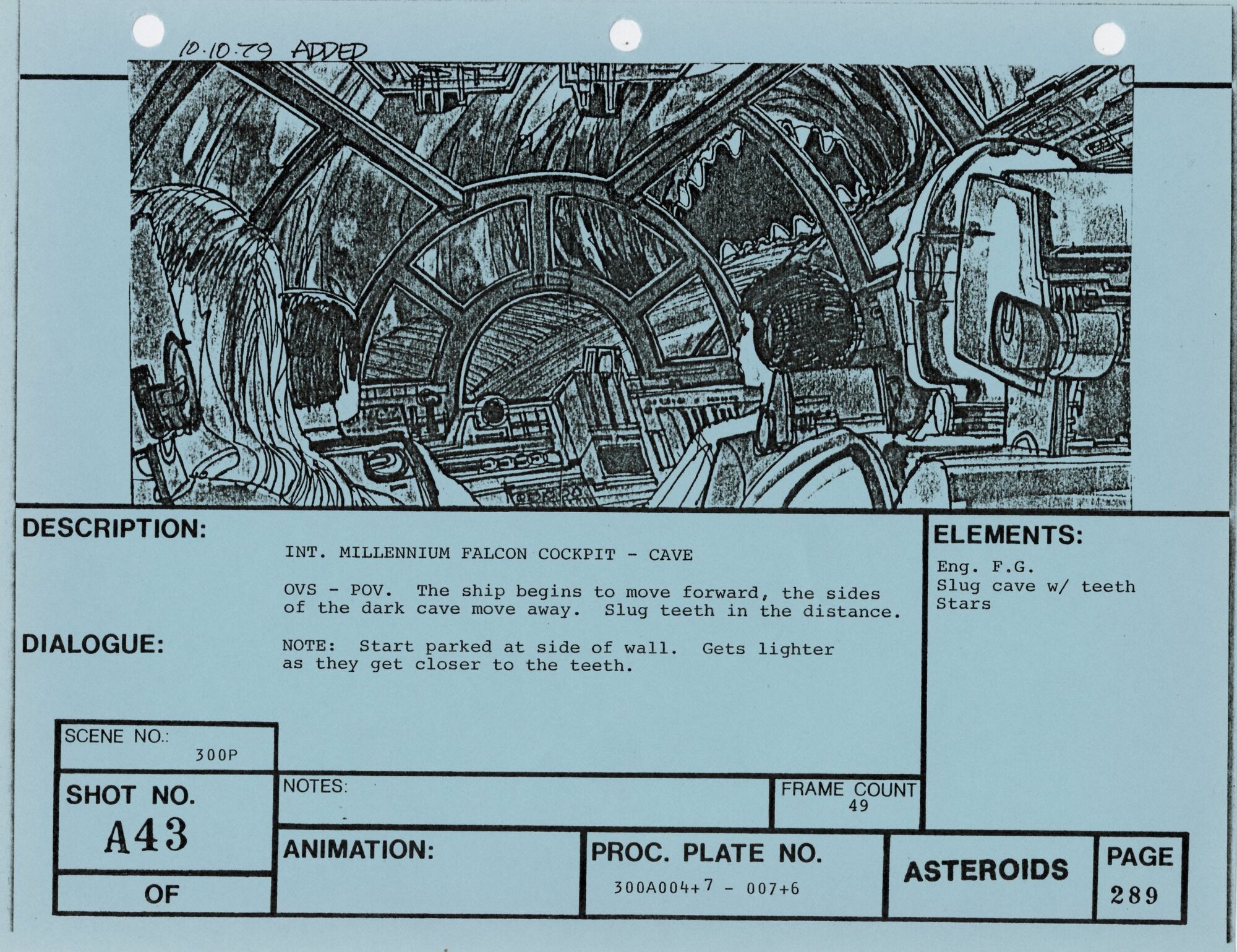Empire Strikes Back VFX Storyboard: Asteroids 43