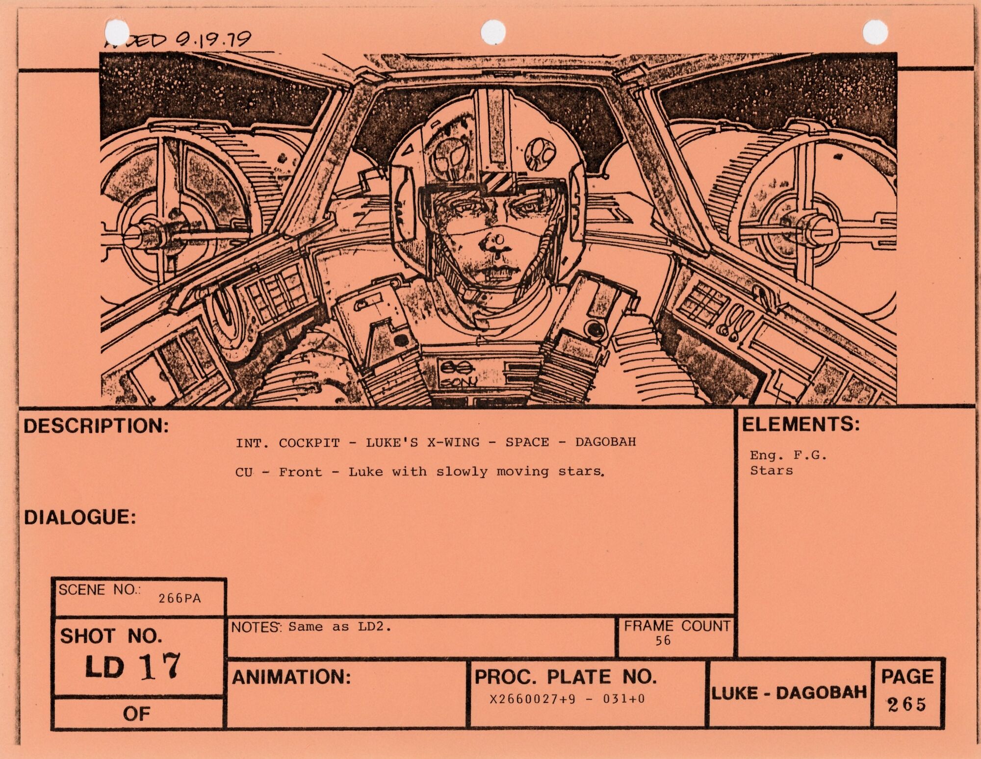 Empire Strikes Back VFX Storyboard: Luke Dagobah 17