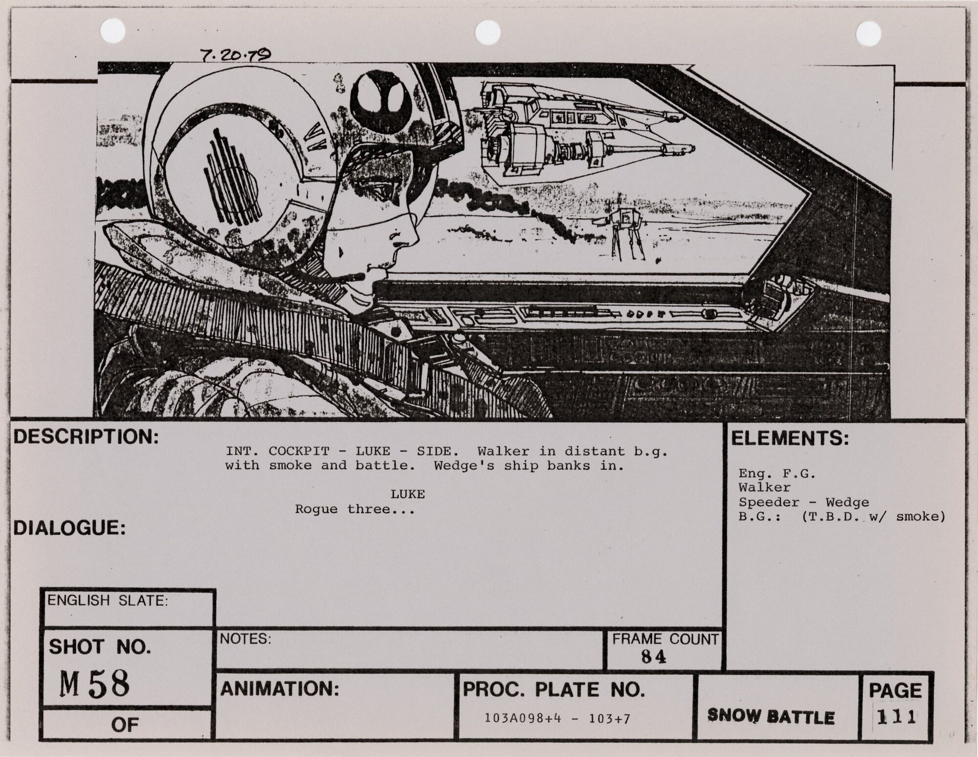 Empire Strikes Back VFX Storyboard: Snow Battle 58