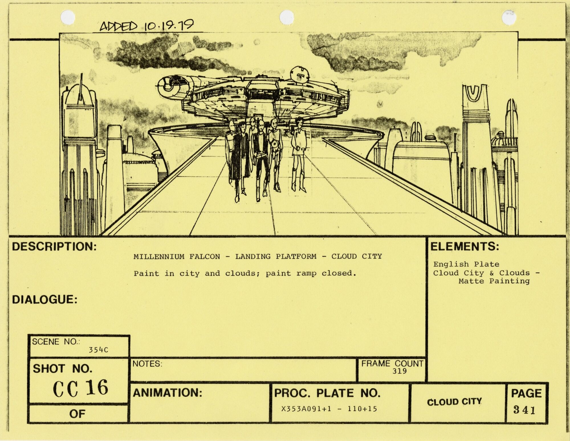Empire Strikes Back VFX Storyboard: Cloud City 16