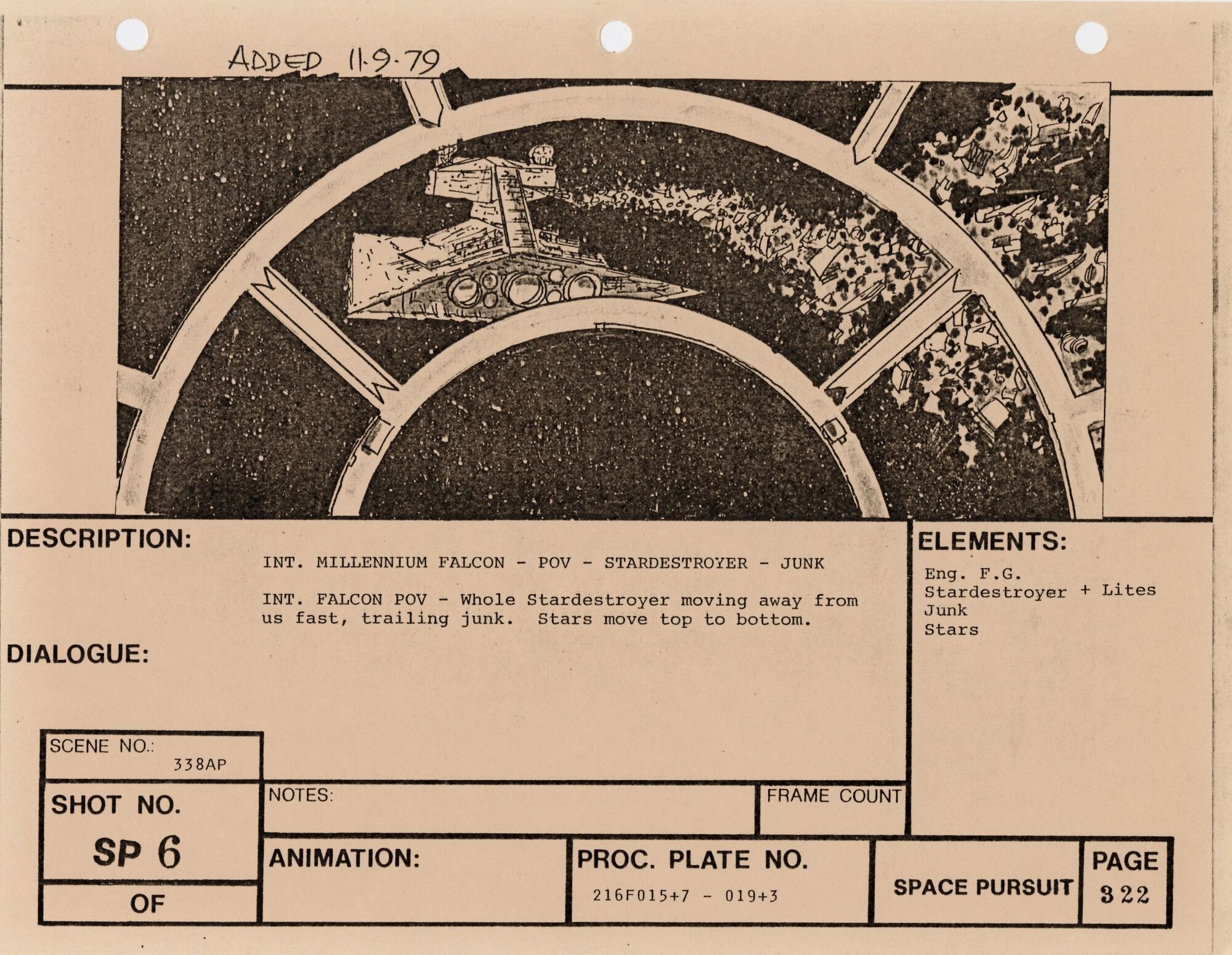 Empire Strikes Back VFX Storyboard: Space Pursuit 6