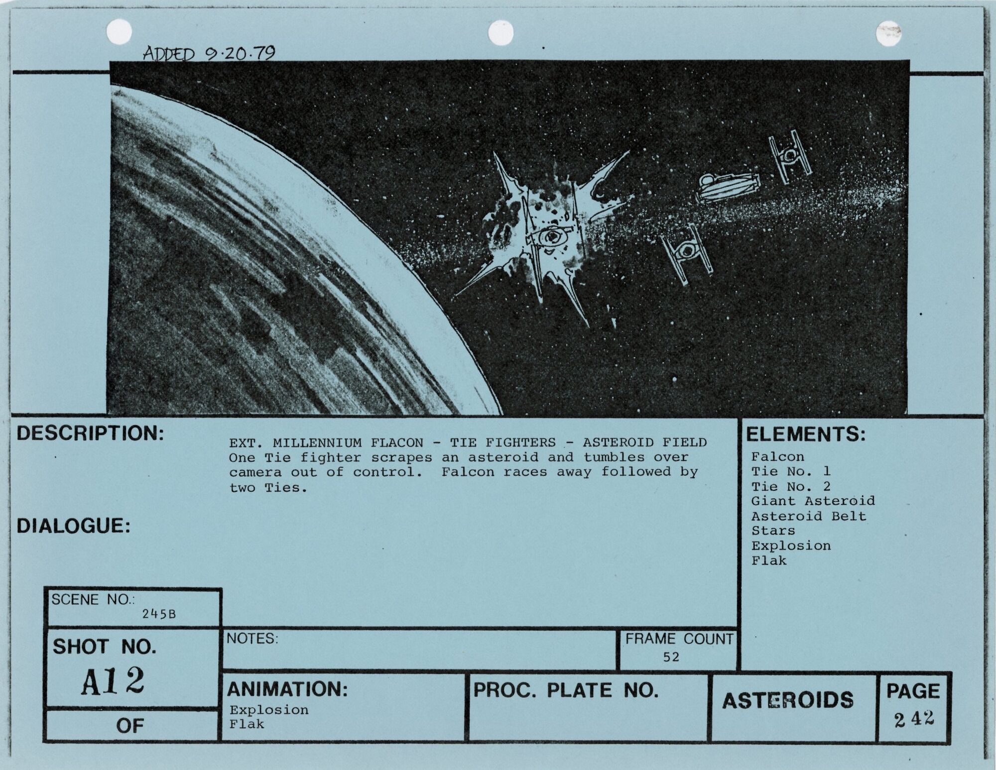 Empire Strikes Back VFX Storyboard: Asteroids 12