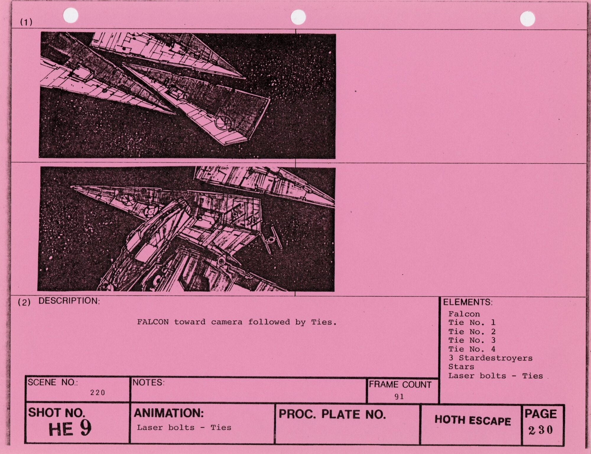 Empire Strikes Back VFX Storyboard: Hoth Escape 9