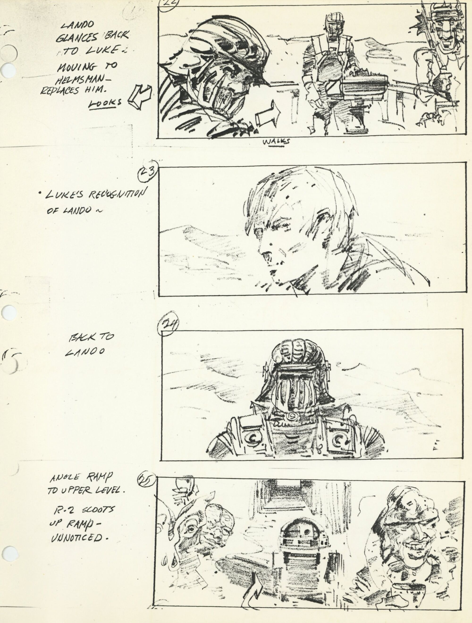 Return of the Jedi Preliminary Storyboard: Barge Sequence 22-25