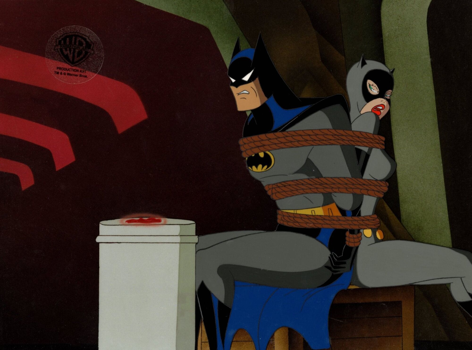 Batman The Animated Series Original Production Cel with Matching Drawing: Batman, Catwoman