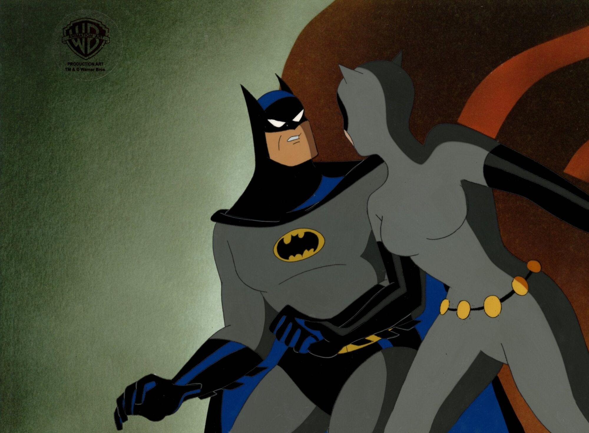 Batman The Animated Series Original Production Cel with Matching Drawing: Batman, Catwoman