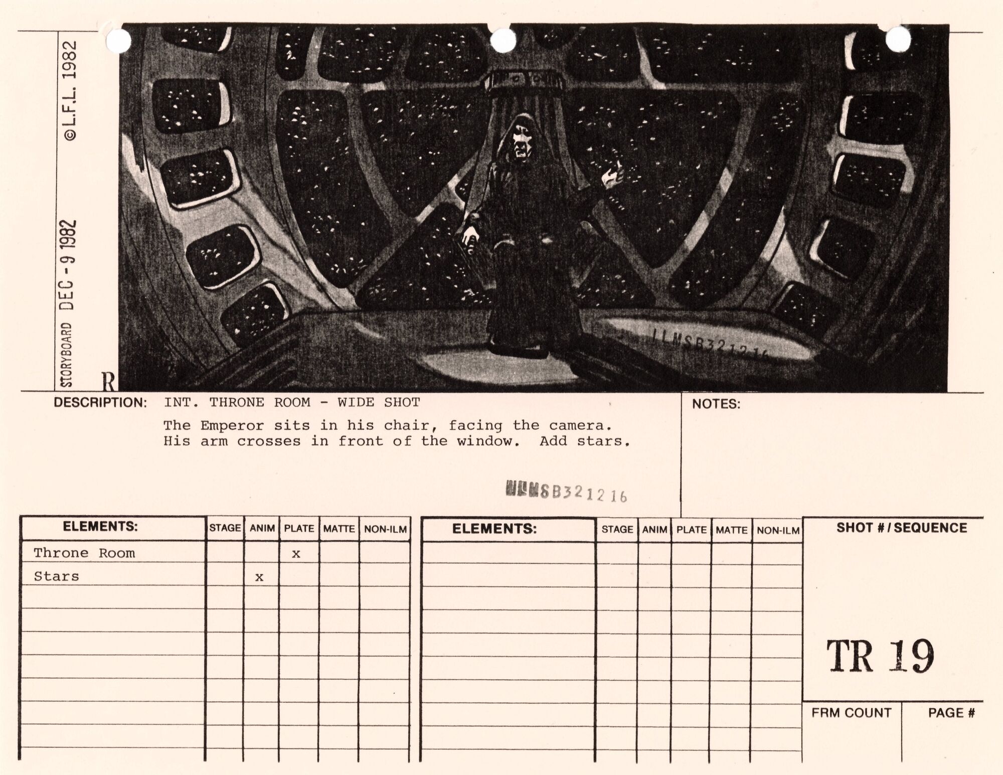 Star Wars: Return of the Jedi - VFX Storyboard:  Throne Room 19