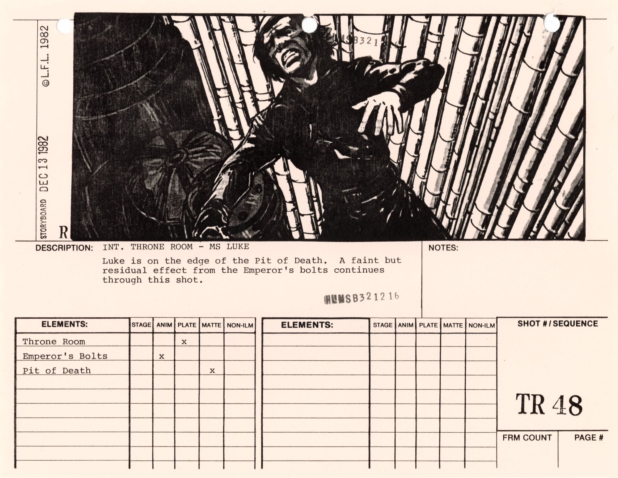 Star Wars: Return of the Jedi - VFX Storyboard:  Throne Room 48