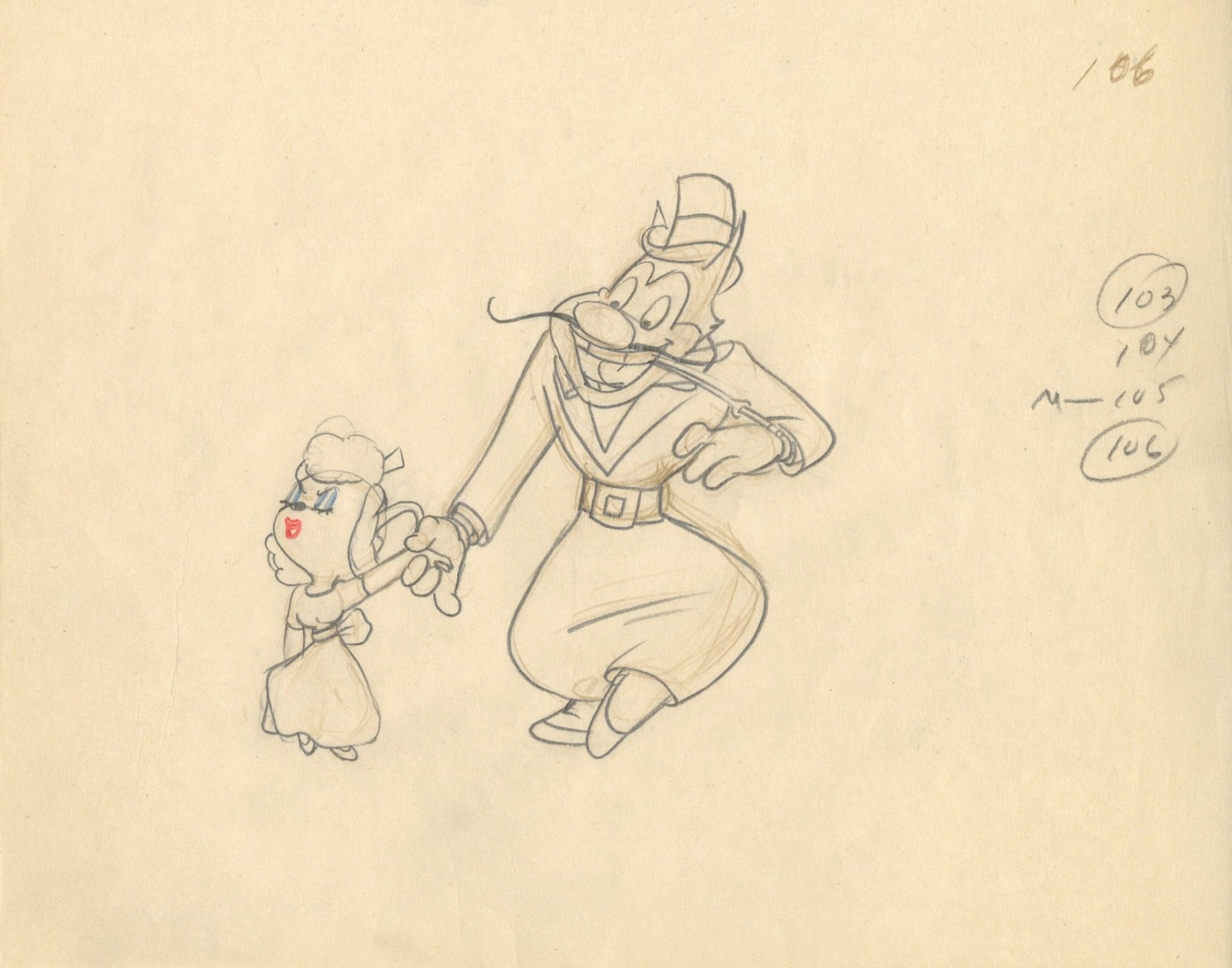 Mighty Mouse Playhouse Original Production Drawing: Oil Can Harry, Polly Pureheart