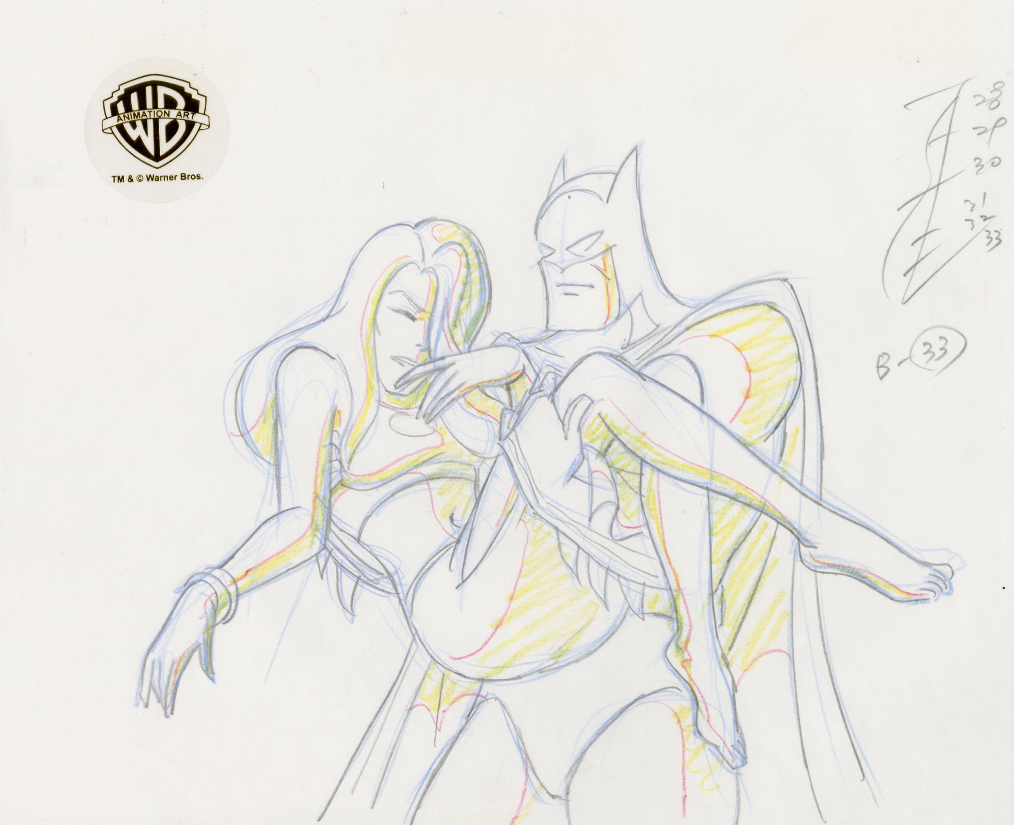 Batman The Animated Series Original Production Drawing: Batman, Talia