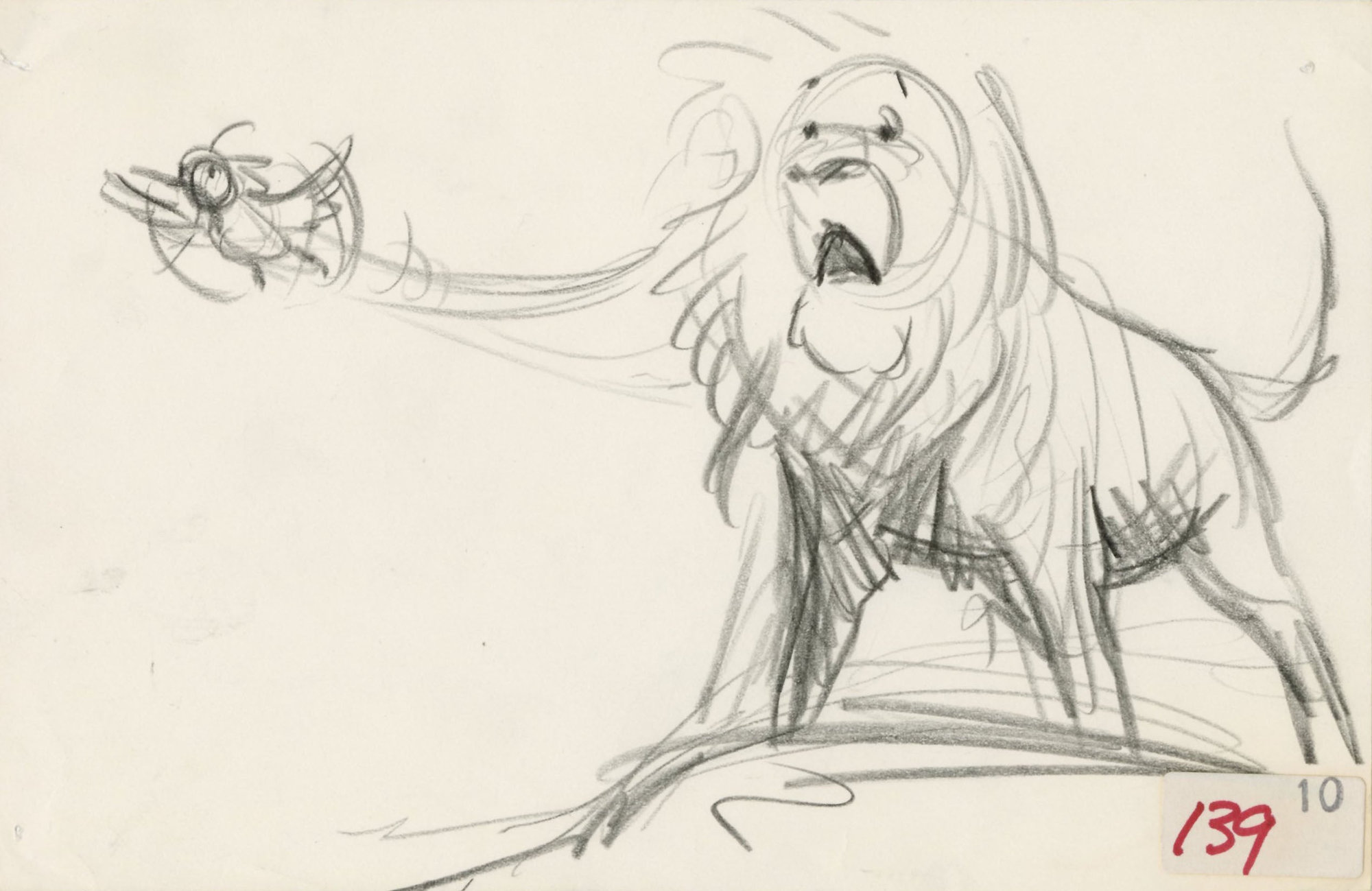 The Lion King 'Stampede Sequence' Original Storyboard Drawing: Mufasa, Zazu