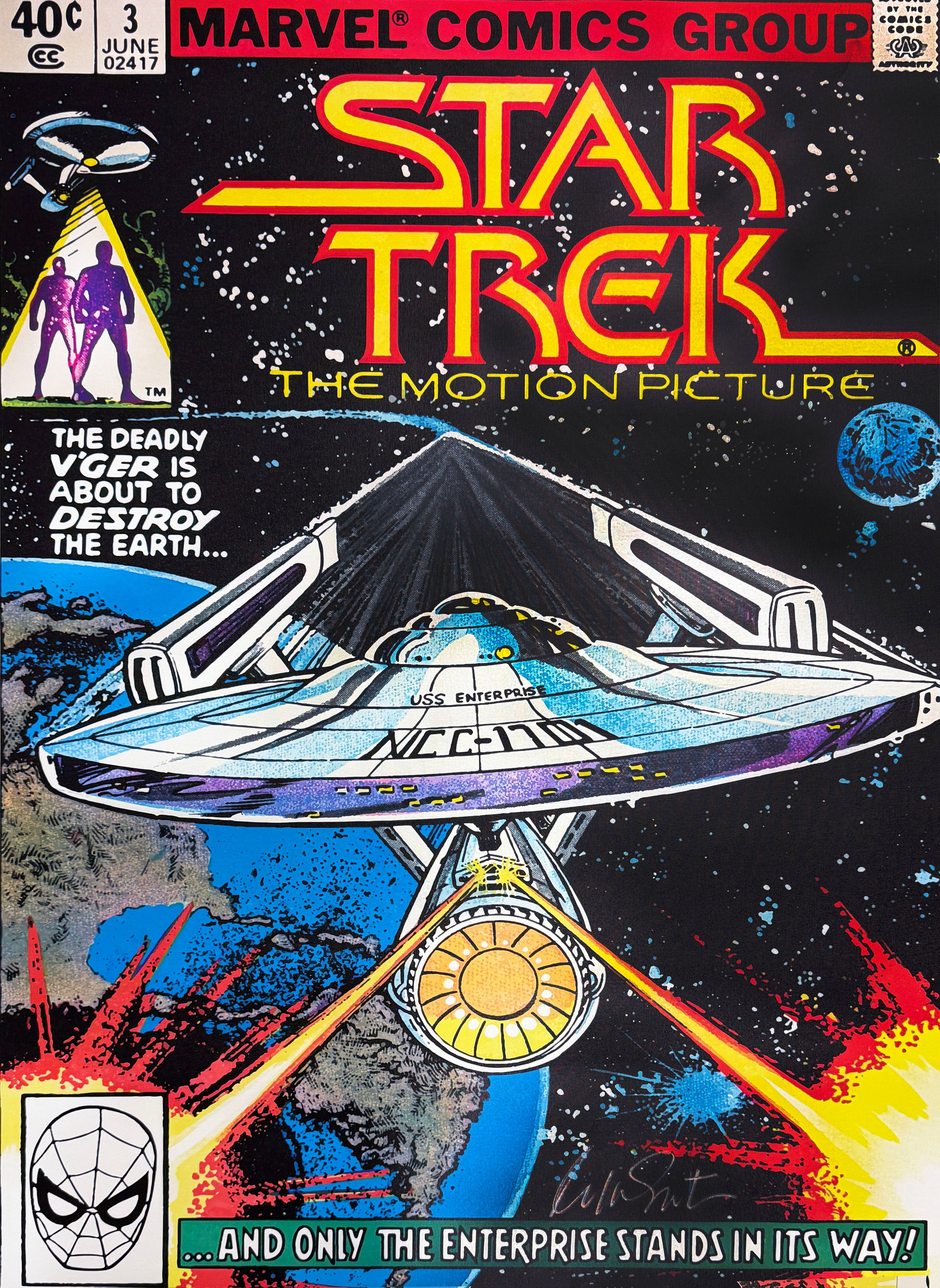 Star Trek: The Motion Picture #3, Unique Canvas Signed by William Shatner