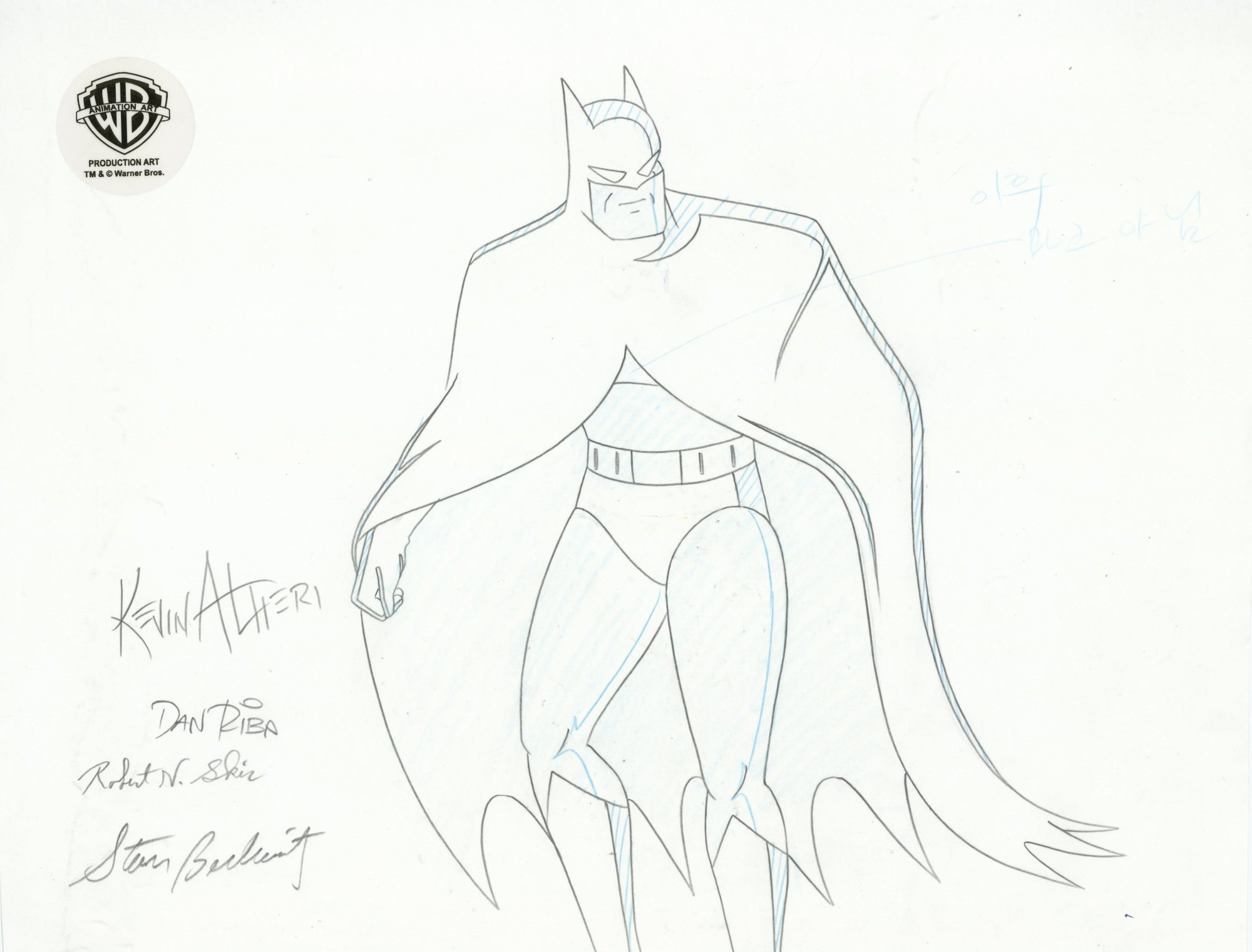 Batman Mask of the Phantasm Original Production Drawing Signed by Kevin Altieri, Dan Riba, Stan Berkowitz, Robert Skir:...