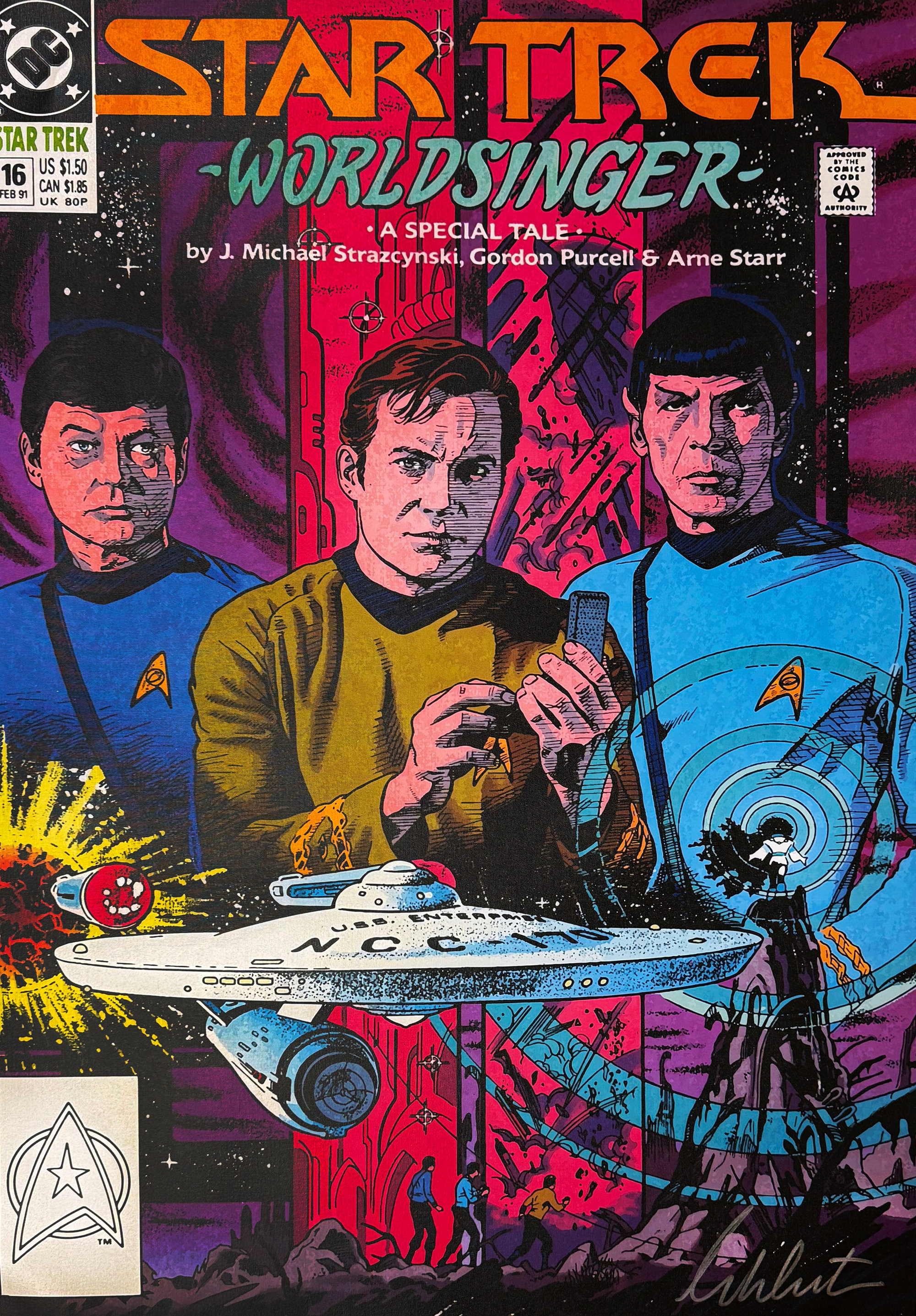 Star Trek #16 - Worldsinger, Unique Canvas Signed by William Shatner
